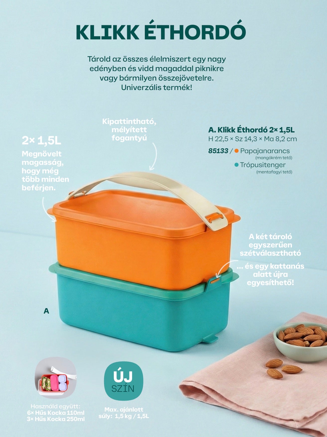 Klikk Ételhordó 2*1,5L
